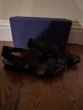 Stuart Weitzman Black Leather Strappy Sandals